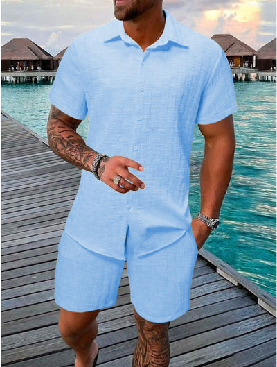 Summer Jacquard Black And White Solid Color Suit